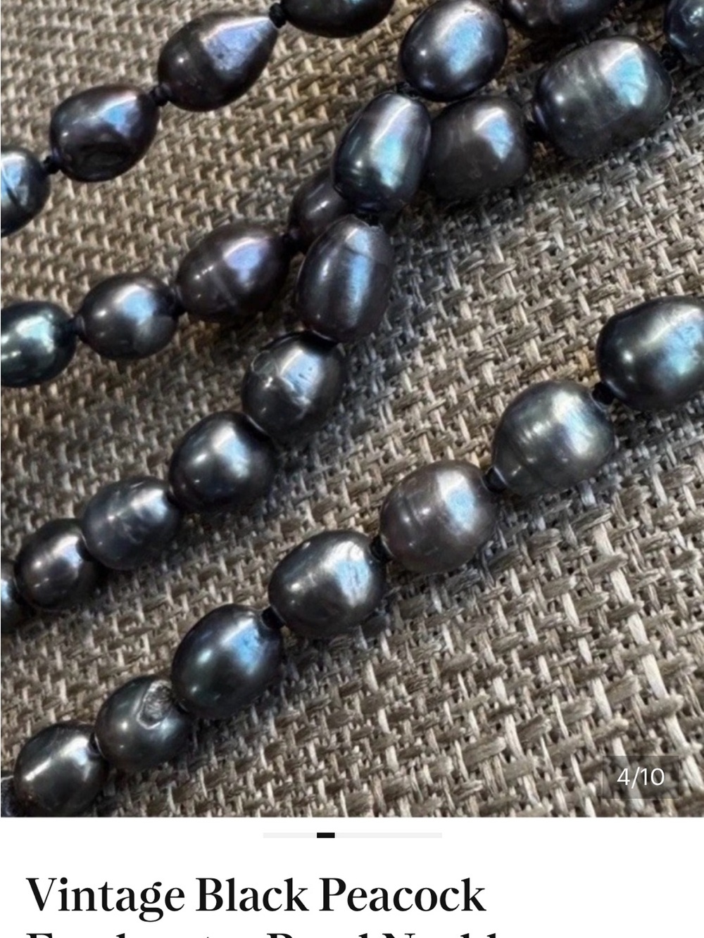 Vintage Black Peacock Freshwater Pearl Necklace 64” Hand Knotted Baroque Rope - Picture 5 of 12